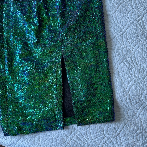 Vixen by Micheline Pitt Sequin Dress in Green and Blue - Picture 6 of 9